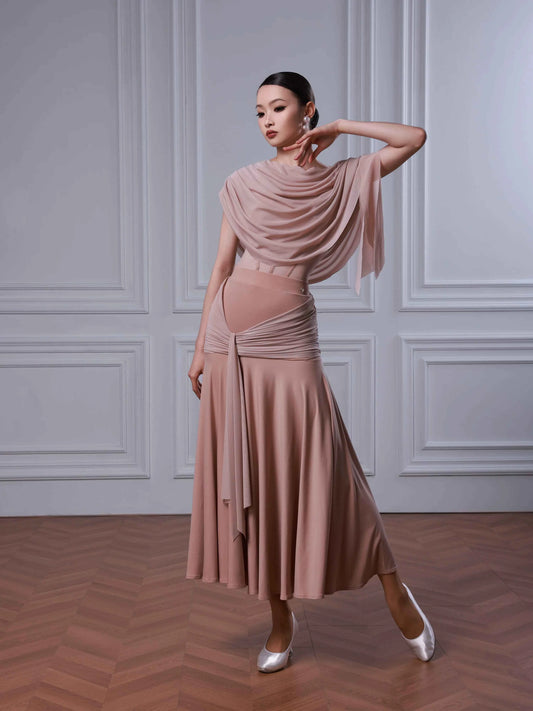 TID modern dance suit new naked pink white dance skirt split premium suit female waltz dance skirt