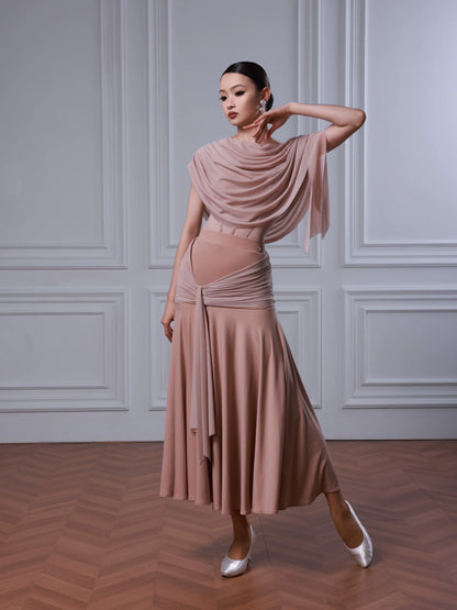 TID modern dance suit new naked pink white dance skirt split premium suit female waltz dance skirt
