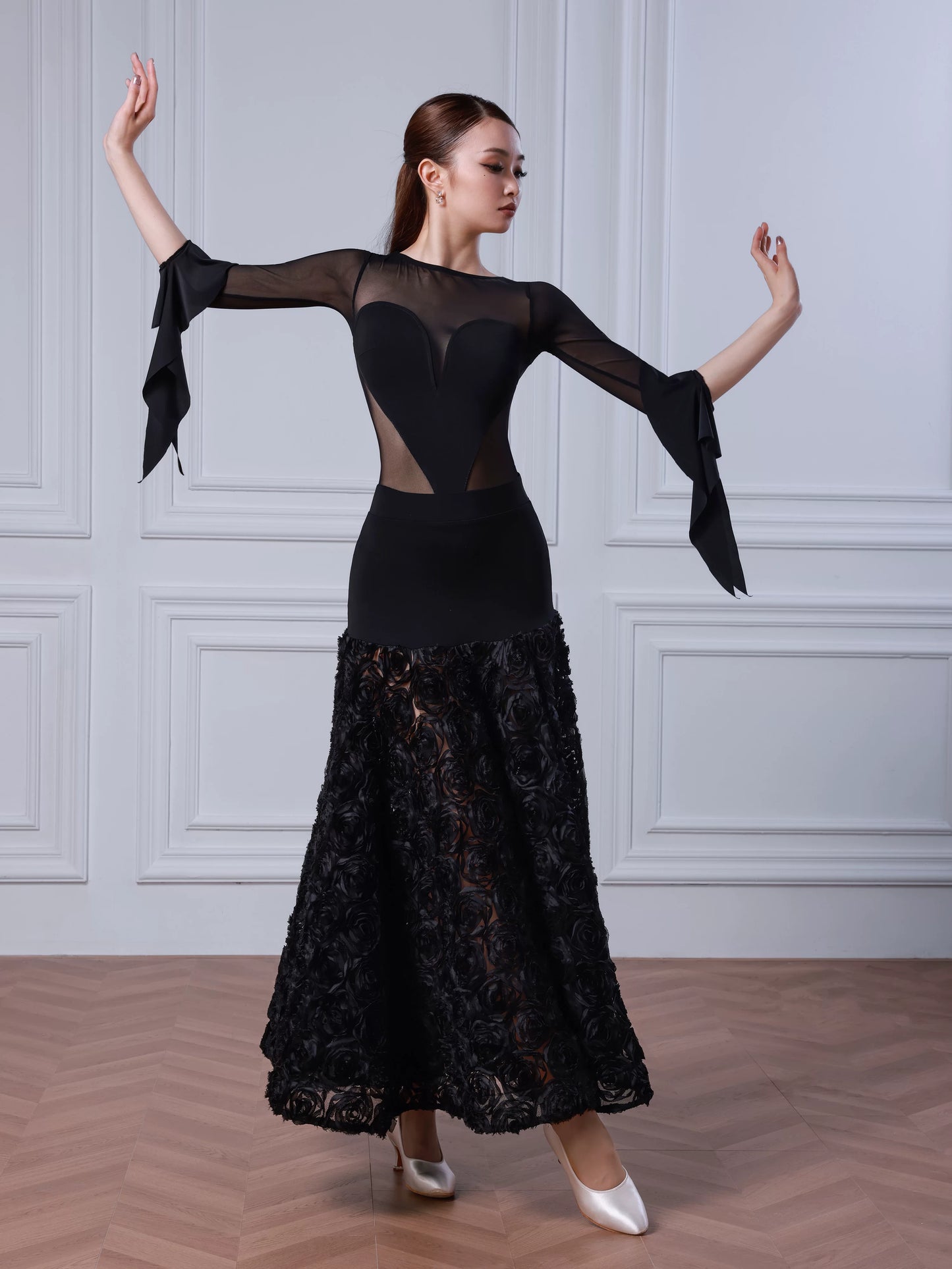 TID modern dance skirt new national ballroom dance skirt flower pendulum skirt high-end ballroom dance suit B079+S048