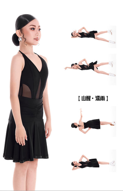 DUYQ children's style "Mountain Awakening Rain" 005 classic suspender top Latin dance girls practice clothes professional