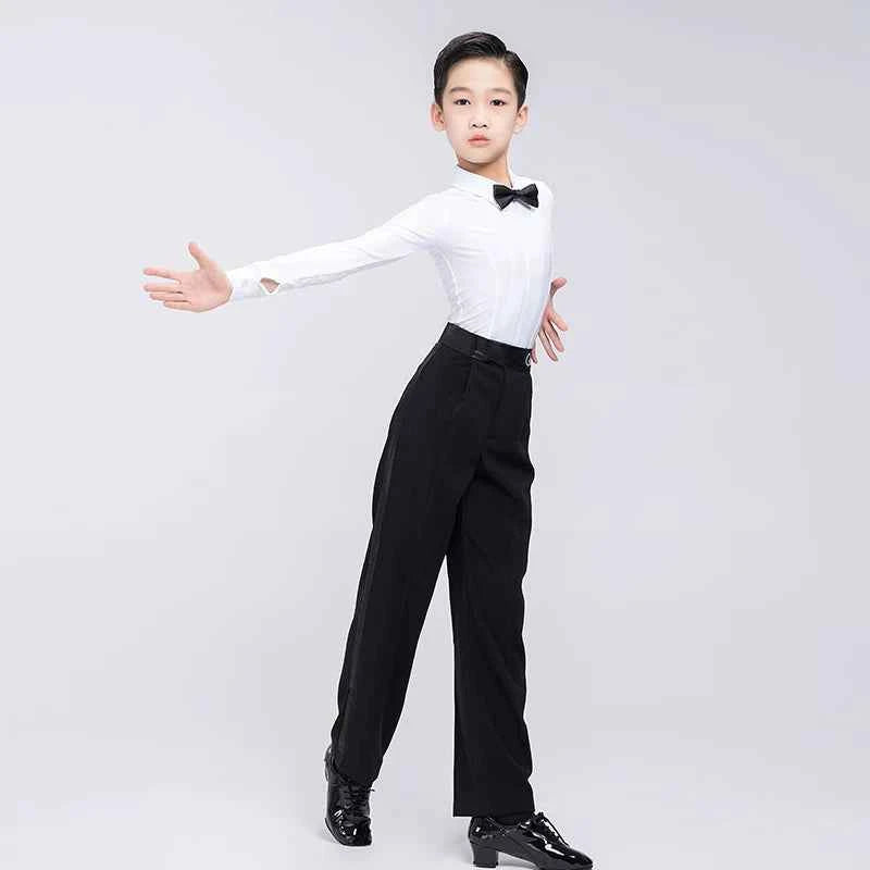 G.DANCE Children's Dance Costume Boys Latin Modern Dance White Shirt Trousers Performance Competition Regulations Uniform 5106