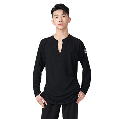 BOBO.L076 Boys Latin Dance Clothing High-end New Professional Practice Clothing Men's Adult Loose Autumn and Winter Long Sleeve Top