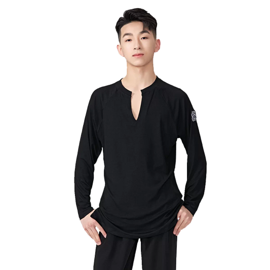 BOBO.L076 Boys Latin Dance Clothing High-end New Professional Practice Clothing Men's Adult Loose Autumn and Winter Long Sleeve Top