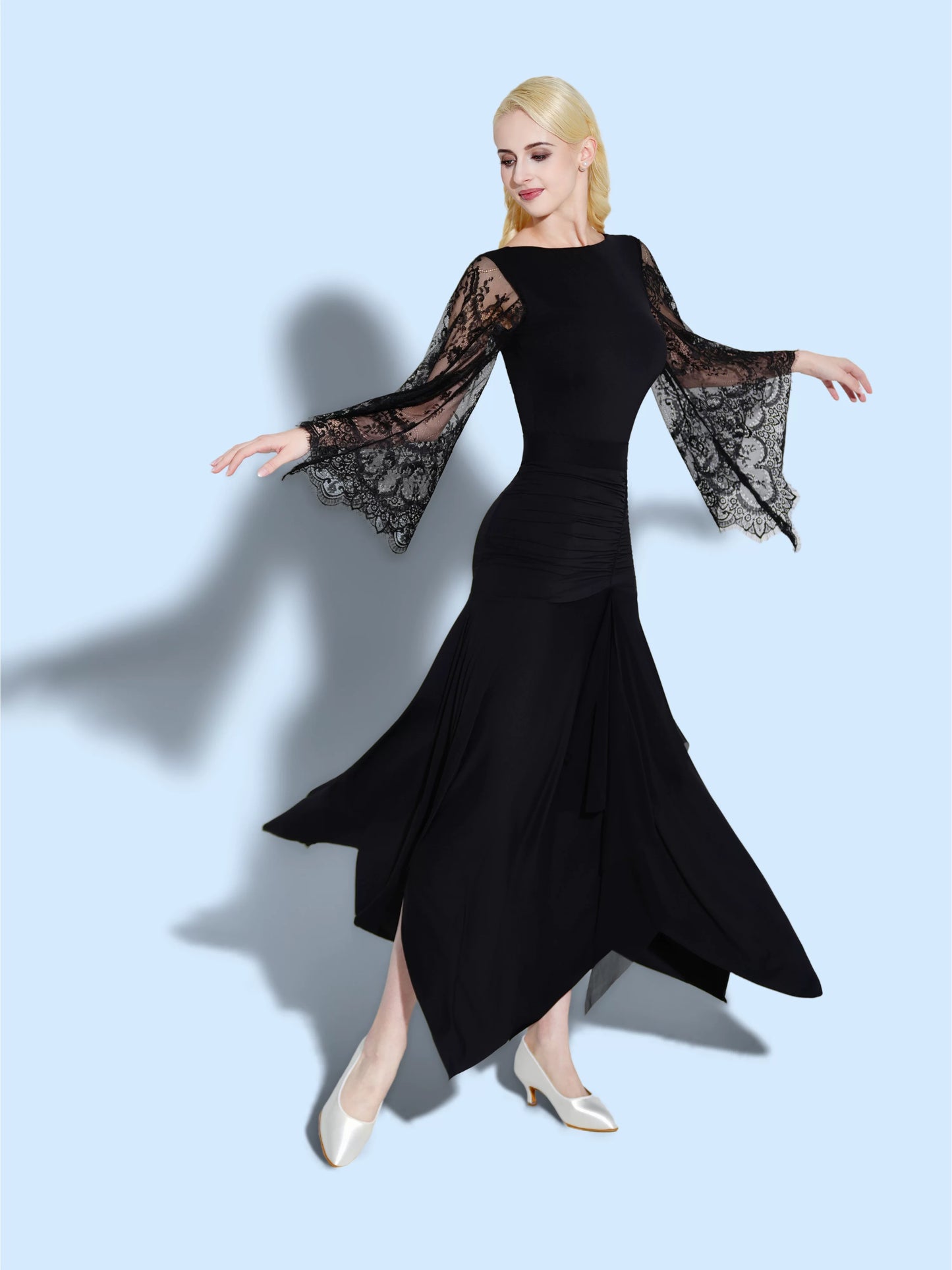 TID new lace floating sleeve one-piece top high-end social dance national standard swing skirt  B072/S044