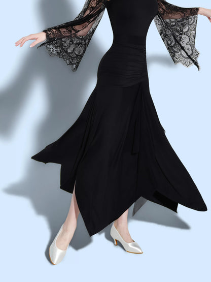TID new lace floating sleeve one-piece top high-end social dance national standard swing skirt  B072/S044