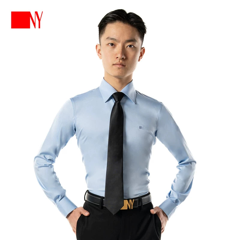NY Dance Top Men's Long Sleeve Shirt Dance Suit National Ball Dance Adult Practice Dance Suit Men's 23110S