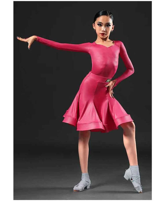 MLX.8971 Latin Dance Competition Clothing Children's Dance Grading Standards Regulations Clothing Performance Clothing Split Set Customization
