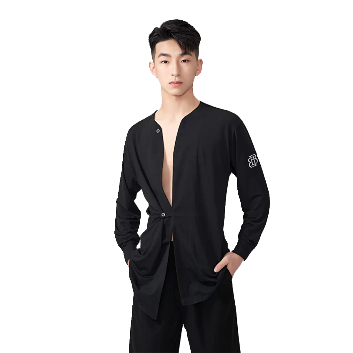 BOBO.L081 Adult Boys Latin Dance Clothing Autumn and Winter Design Men's Shirt Long Sleeve Practice Clothing Performance Clothing Top