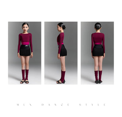 MLX8196 Professional Children's Latin Dance Clothing Tassel Skirt Suspender Children's Practice Suit Dance Class Suit