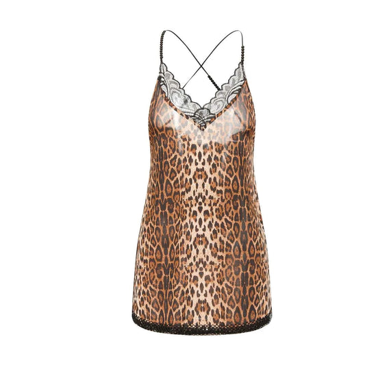 DUYQ "Leopard Hidden, Xia Ying" Latin 017 Leopard Print Lace Suspender Top National Standard Women's Latin Dance Practice Suit