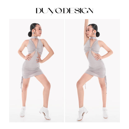 DUYQ children's style "Mountain Awakening Spring" 011 original hollow dress Latin dance girls practice clothes