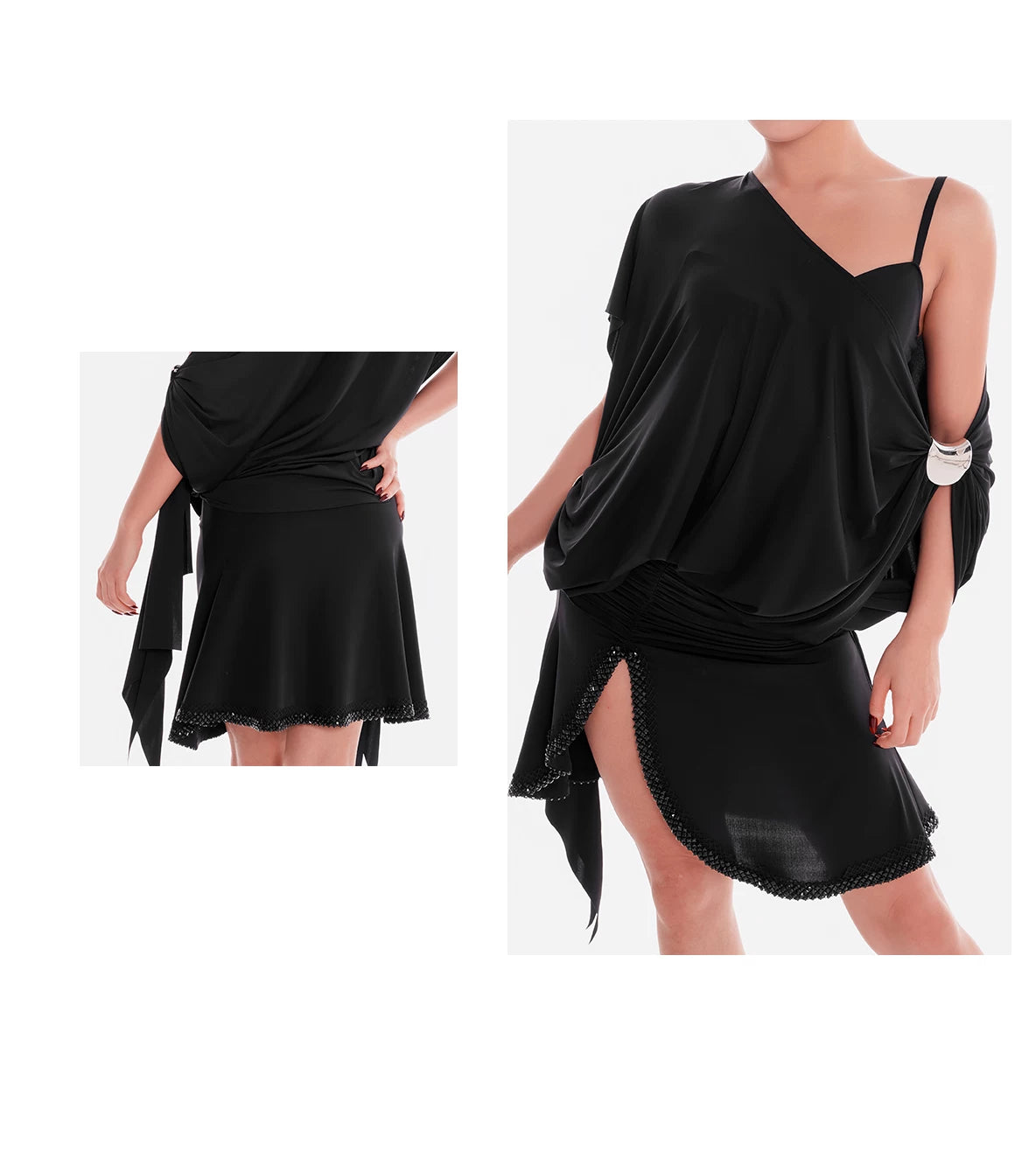 DUYQ "Mountain Awakening Rain Latin" 018 Bilateral Hollow Flying Sheet Top National Standard Women's Latin Dance Practice Suit
