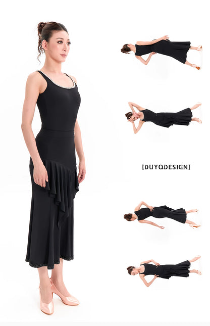 DUYQ "Mountain Awakening Rain Modern" 011 Classic Flat Mouth Diamond Top Women's Modern Dance Practice Suit Professional