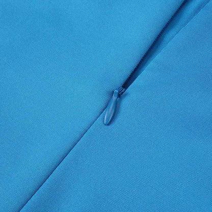 Z0019 Blue High Waist Slim Dress