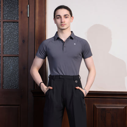 TID-A008 brand men's modern dance clothes spring and summer short-sleeved tops POLO shirts high-end ballroom dance Latin dance practice clothes