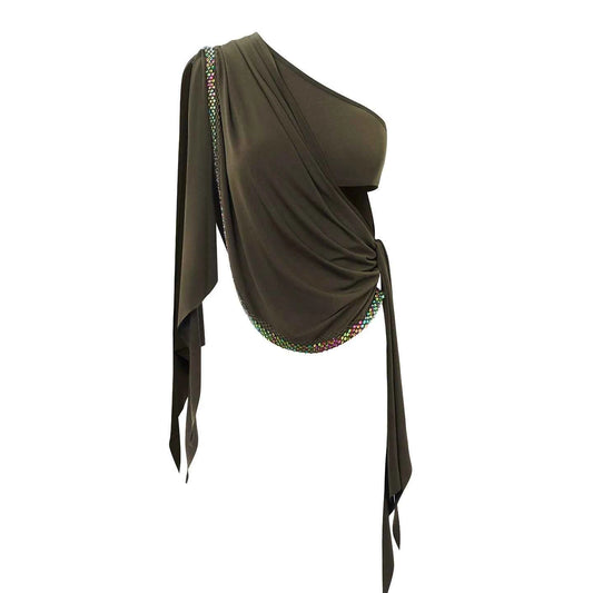 DUYQ "Green Limited" 005 streamer tube top national standard women's Latin dance practice clothes professional new products