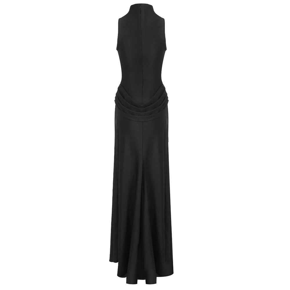 BD2650 slit backless halterneck dress