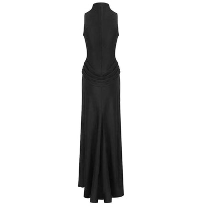 BD2650 slit backless halterneck dress