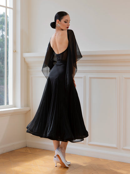 TID Ballroom skirt double-layer skirt temperament national standard long skirt adult ballroom dance practice clothes