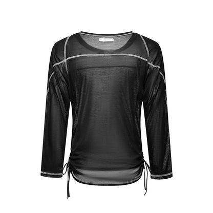 DUYQ "Black and White" Men's 007T word segmentation long-sleeved Latin dance practice performance uniform class uniform professional