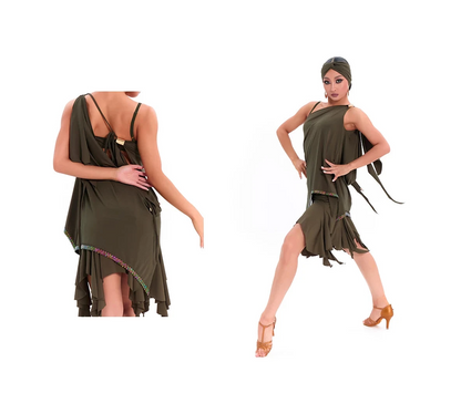 DUYQ "Green Limited" 009 Original Classic Loose Top National Standard Women's Latin Dance Practice Suit Professional