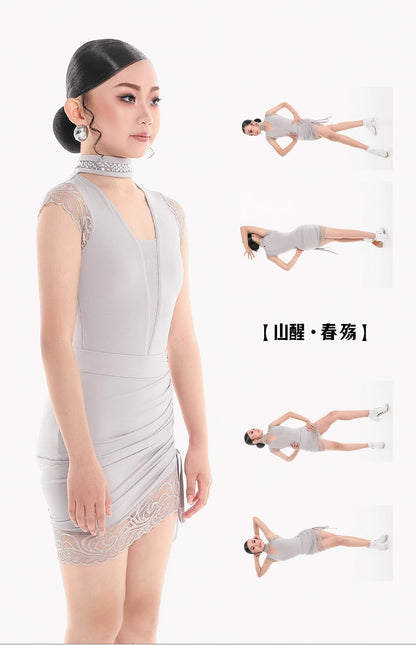 DUYQ children's style "Mountain Awakening Spring" 009 original lace one-piece top Latin dance girls practice clothes