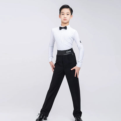 G.DANCE Children's Dance Costume Boys Latin Modern Dance White Shirt Trousers Performance Competition Regulations Uniform 5107