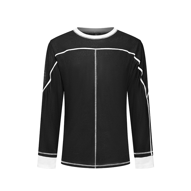 DUYQ "Black and White" Men's 006T word long-sleeved top Adult national standard Latin dance practice performance suit advanced