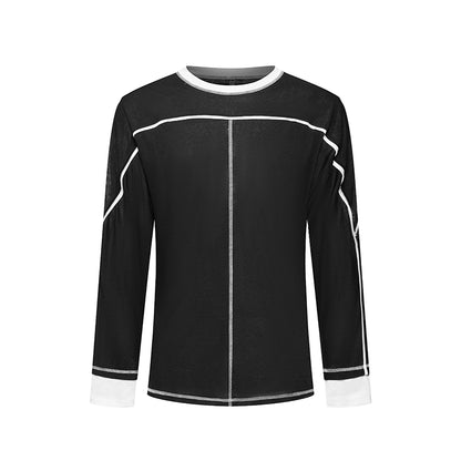 DUYQ "Black and White" Men's 006T word long-sleeved top Adult national standard Latin dance practice performance suit advanced