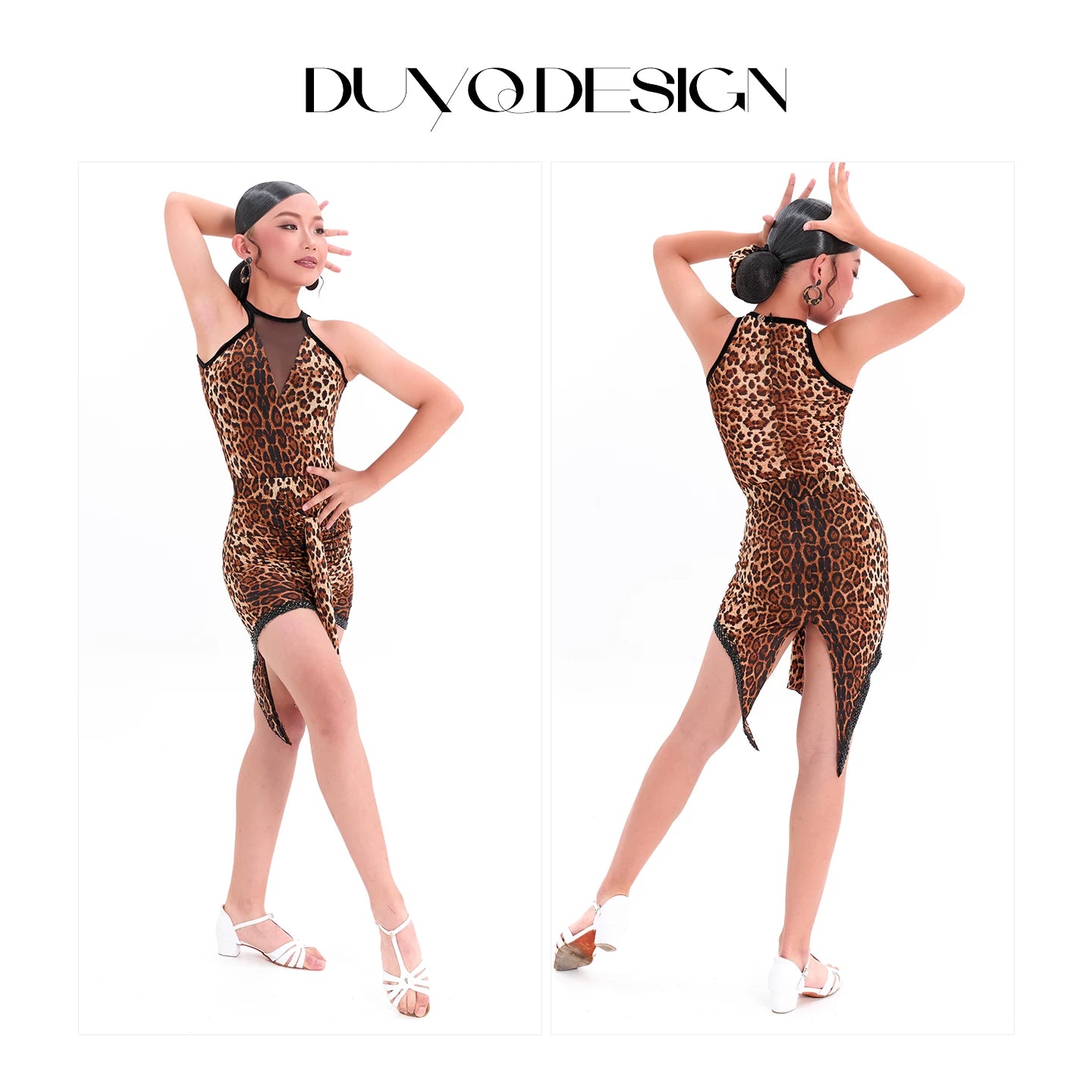 DUYQ children's style "Leopard Hidden Xia Ying" 005 top gymnastics suit girls Latin dance practice suit professional - Mine·Jas