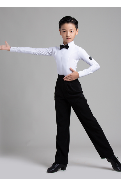 G.DANCE Children's Dance Costume Boys Latin Modern Dance White Shirt Trousers Performance Competition Regulations Uniform 5105