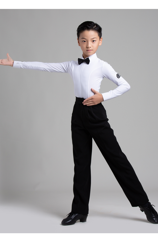 G.DANCE Children's Dance Costume Boys Latin Modern Dance White Shirt Trousers Performance Competition Regulations Uniform 5105 - Mine·Jas