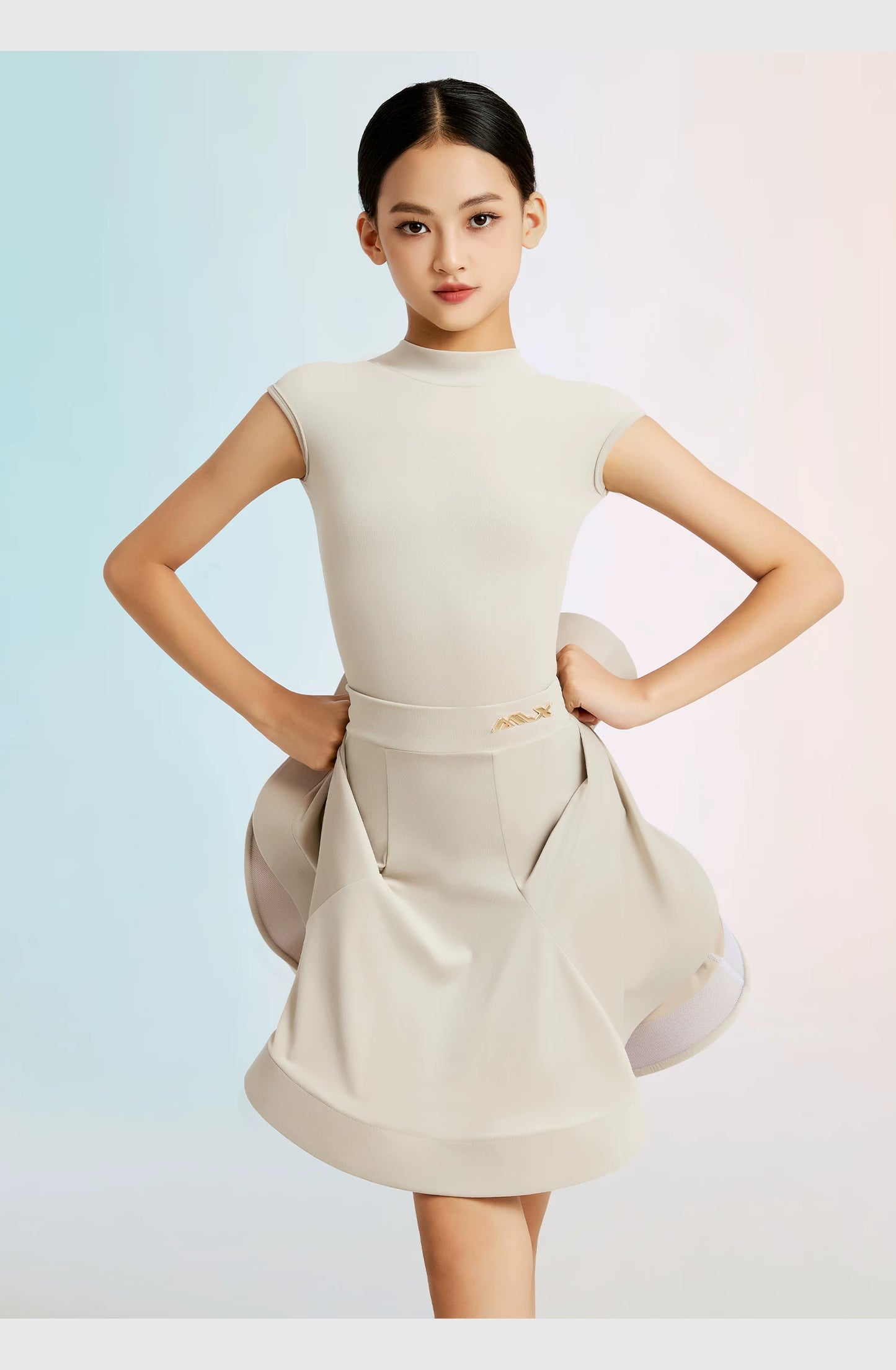 MLX "Cloud Velvet Glacier Grey" Children's New Latin Dance Competition Clothing Girls' Dance Grading Test Uniform