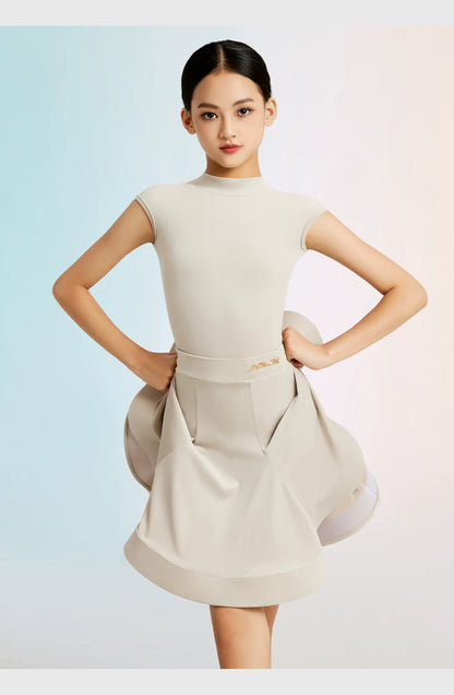 MLX "Cloud Velvet Glacier Grey" Children's New Latin Dance Competition Clothing Girls' Dance Grading Test Uniform