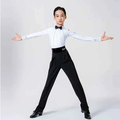 G.DANCE Children's Dance Boys Latin Modern Dance White Shirt Trousers Show Competition Regulations