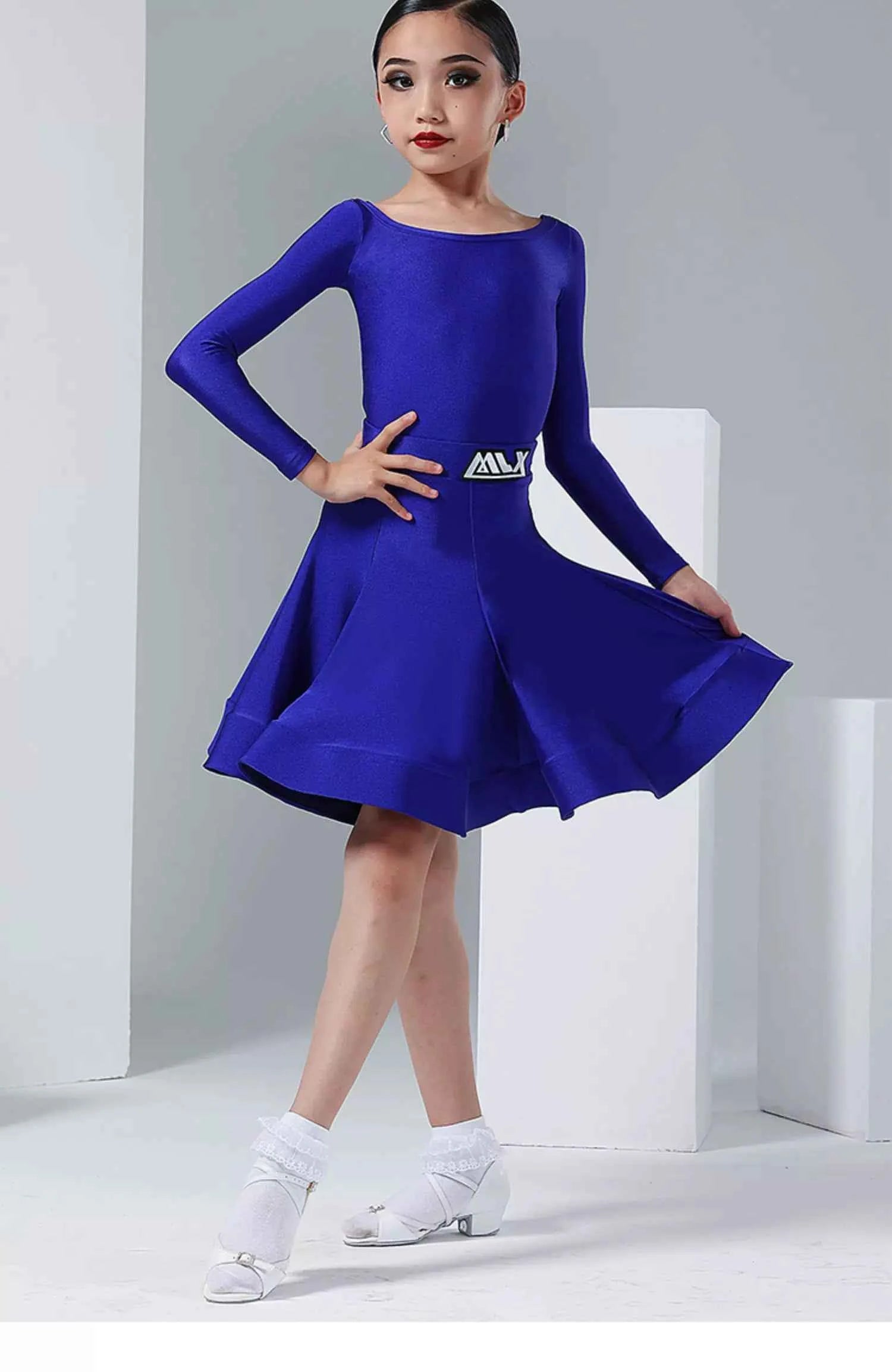 MLX.8922 Children's National Standard Dance Split Standard Uniform Latin Dance Girls' Long Sleeve Competition Grading Regulations Clothing