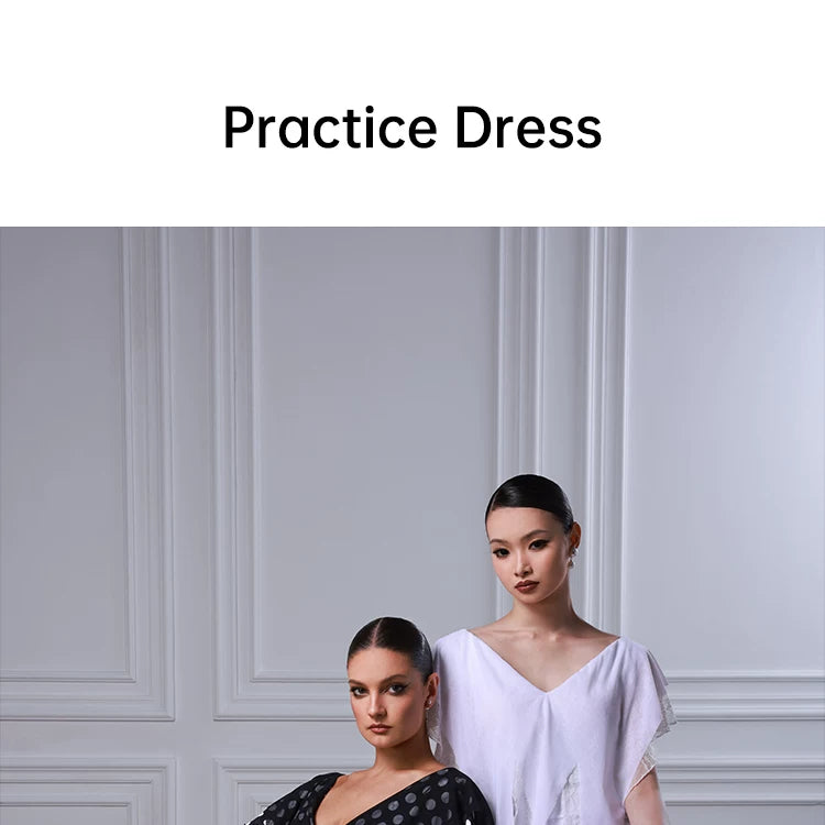 TIDV neck slim waltz skirt daily ballroom dance practice costume
