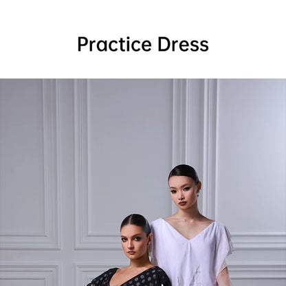 TIDV neck slim waltz skirt daily ballroom dance practice costume