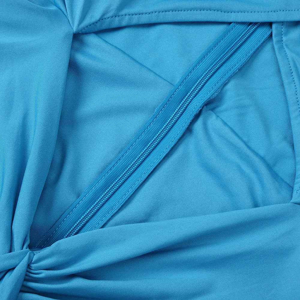 Z0019 Blue High Waist Slim Dress