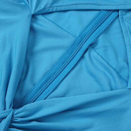 Z0019 Blue High Waist Slim Dress
