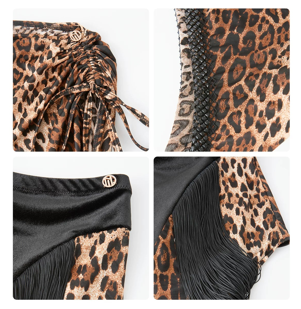 DUYQ "Leopard Hidden, Xia Ying" Latin 009 Loose Adjustable Top National Standard Women's Latin Dance Practice Suit - Mine·Jas