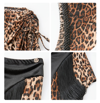 DUYQ "Leopard Hidden, Xia Ying" Latin 009 Loose Adjustable Top National Standard Women's Latin Dance Practice Suit - Mine·Jas