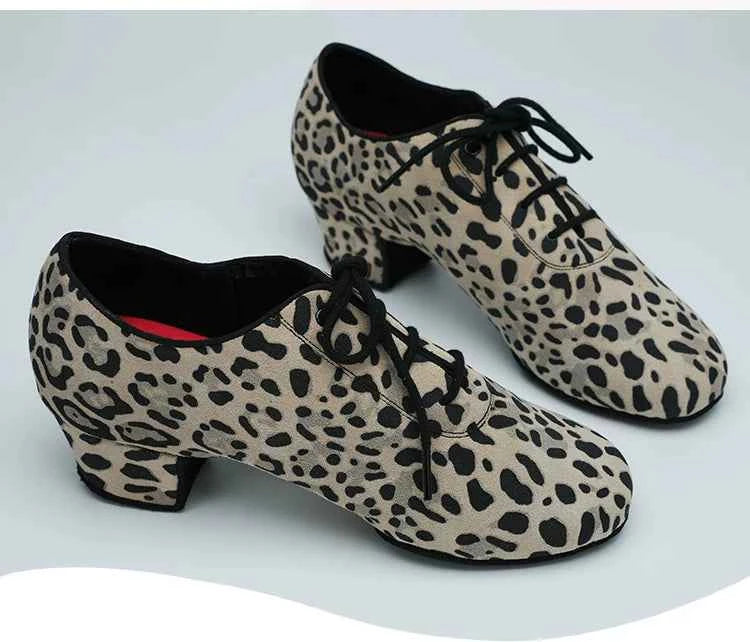 DRH-101 leopard print practice shoes social dance shoes ballroom latin
