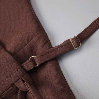 Z0070 Square neck suspender pleated design sleeveless short skirt