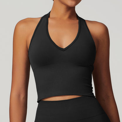ZC. DWX7725 Breathable Neck Back Yoga Bra Seamless Sports Underwear Women's Summer Shockproof Fitness Top
