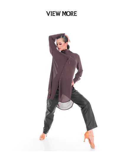 DUYQ "Female Teacher Series" 006 Single-breasted texture long-sleeved top Latin dance suit professional teaching class