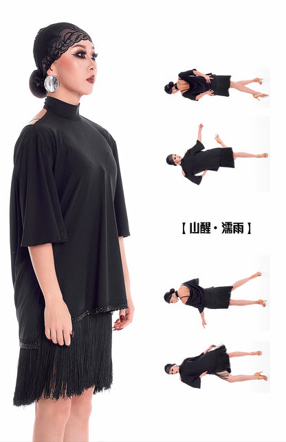 DUYQ "Mountain Awakening Rain Latin" 003 Loose One Size Top National Standard Women's Latin Dance Practice Suit Professional