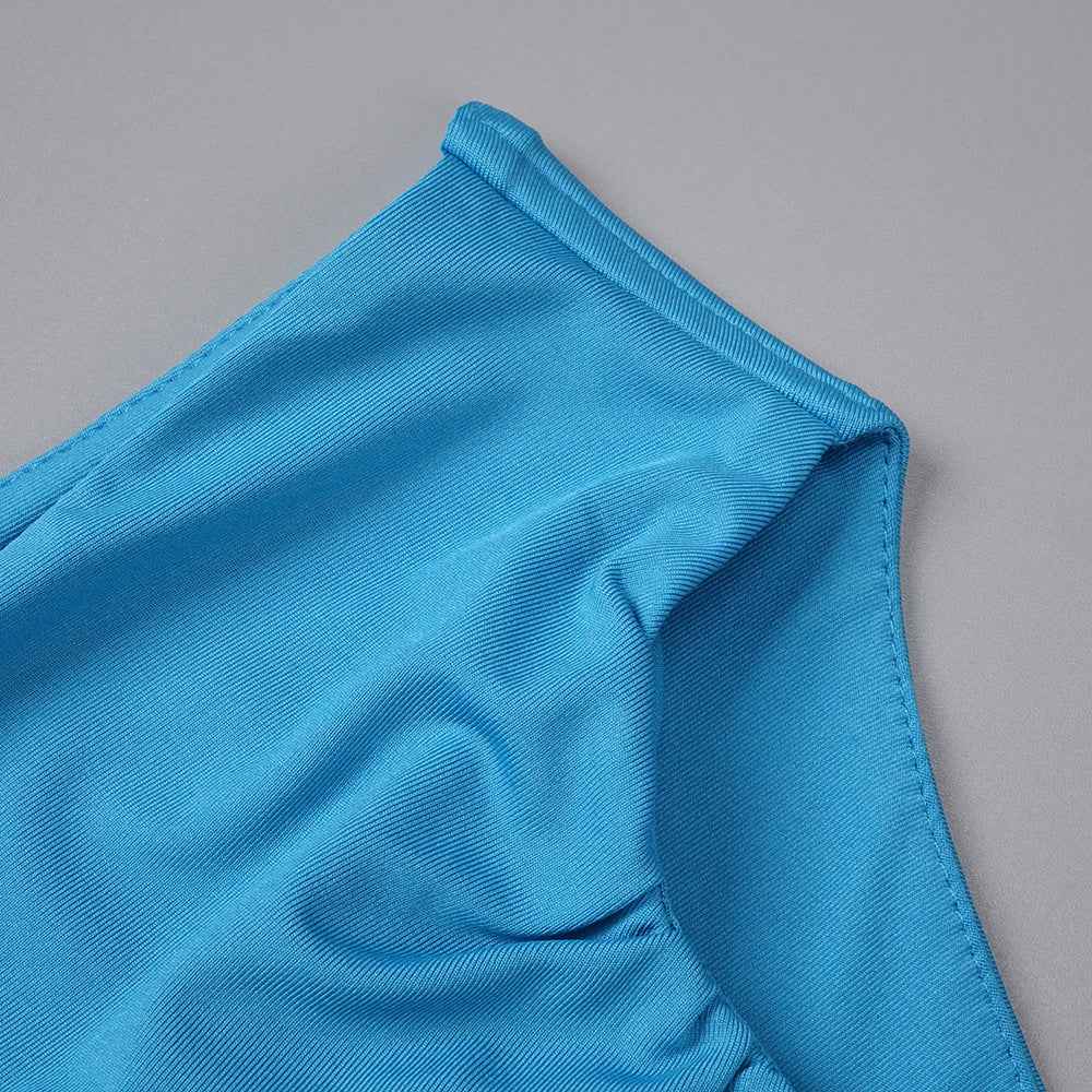 Z0019 Blue High Waist Slim Dress