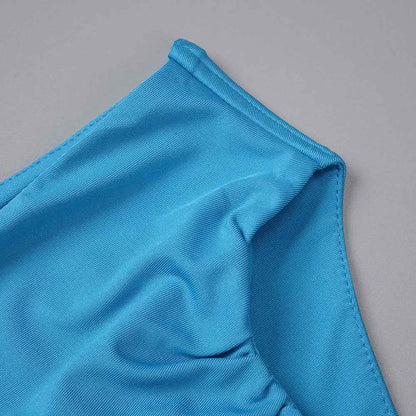 Z0019 Blue High Waist Slim Dress