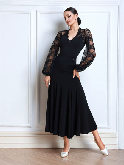 TID women's high-end lace long-sleeved practice top and skirt B068/S042